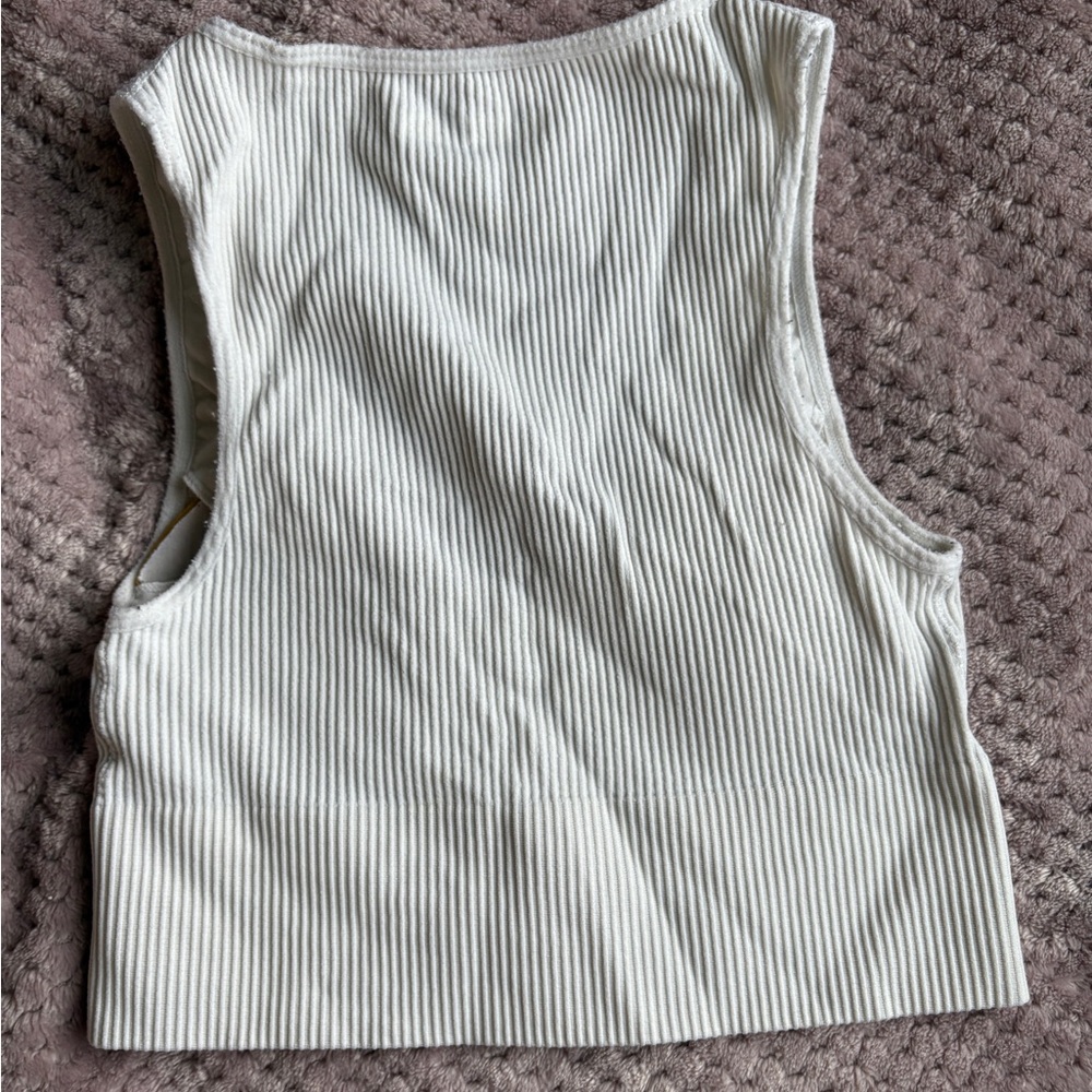 White Ribbed Women's Top - Picture 3 of 3